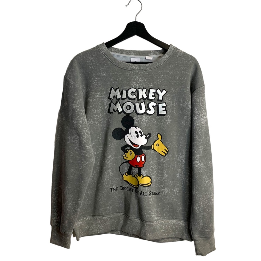 Disney Casual Grey Mickey Mouse Graphic Long Sleeve Cozy Crewneck Sweater